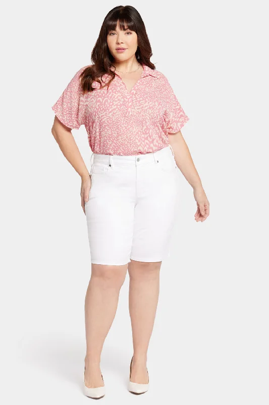 Briella 11 Inch Denim Shorts In Plus Size - Optic White