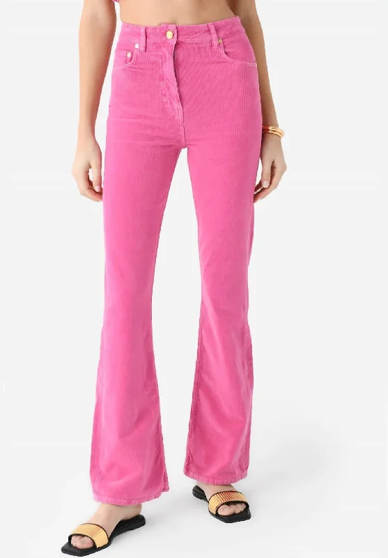 Corduroy Blend Flared Jean In Cone Pink