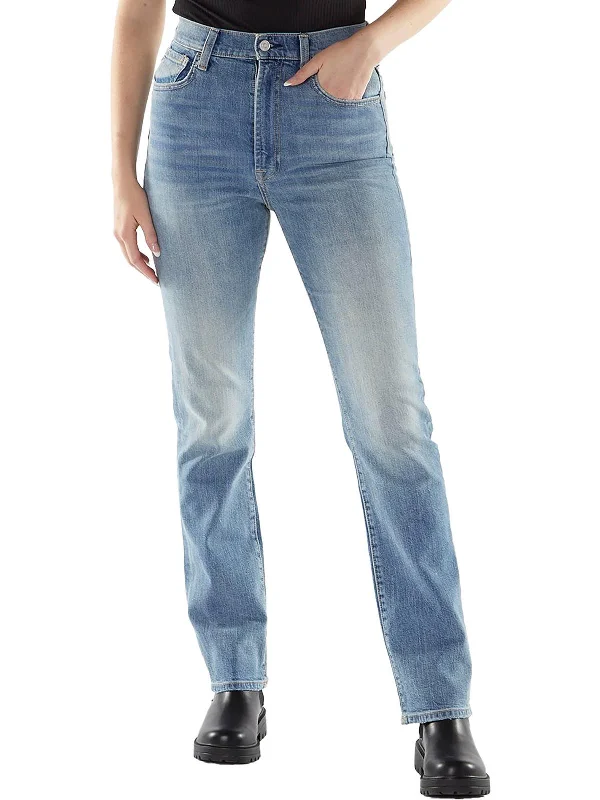 Womens High-Rise Faded Slim Jeans