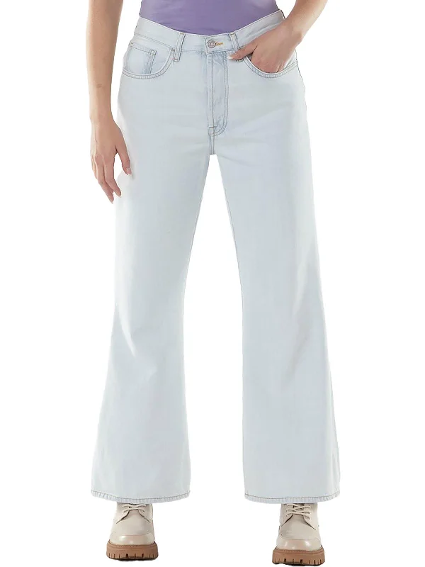 Womens High-Rise Light Wash Flare Jeans