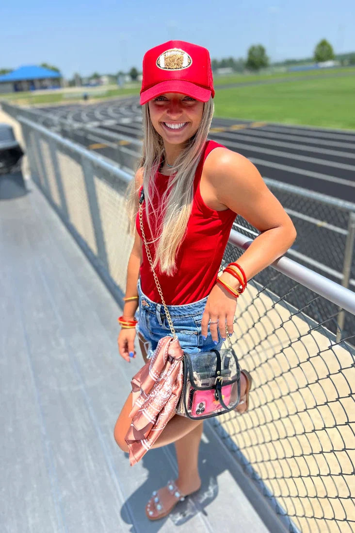 Football Patch Hats - {Black or Red}