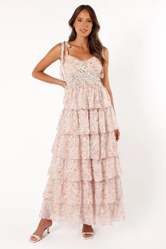 Kristah Maxi Dress - Peach Floral