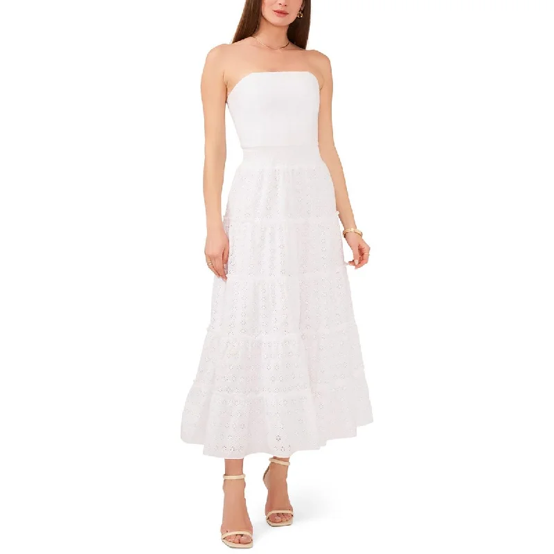 1.State Womens Cotton Eyelet Midi Dress