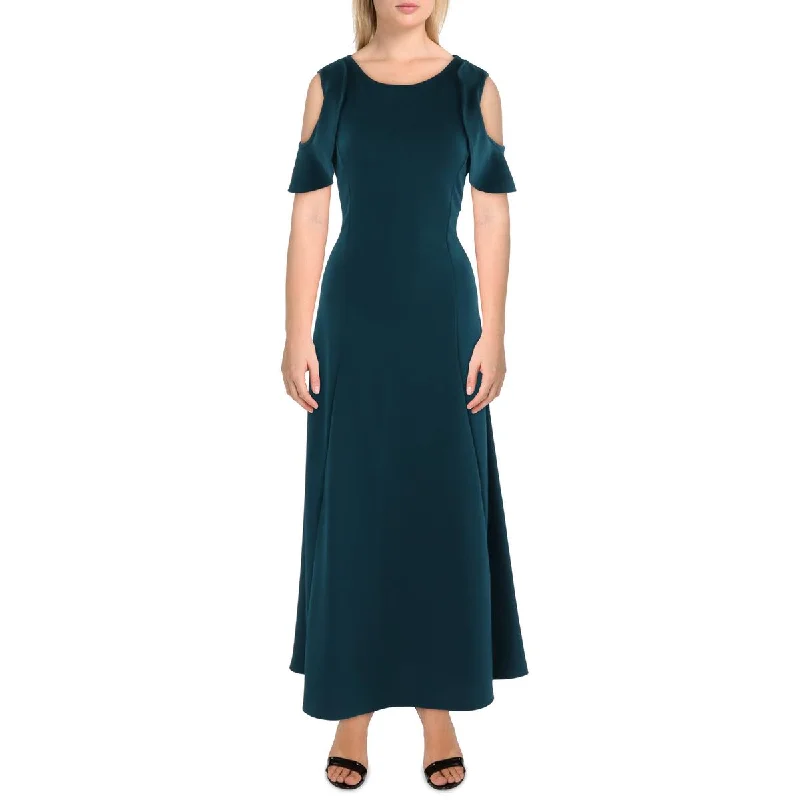 24seven Comfort Apparel Womens Knit Cold Shoulder Midi Dress