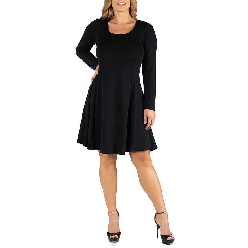 24seven Comfort Apparel Womens Plus Crepe Scoop Neck Midi Dress