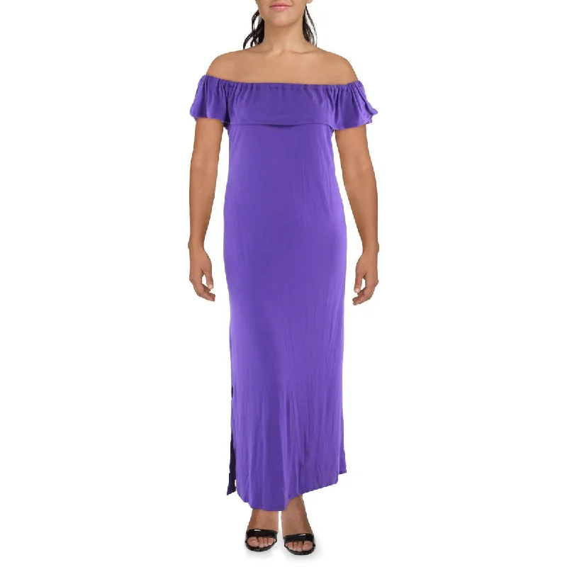 24seven Comfort Apparel Womens Fold-Over Long Maxi Dress