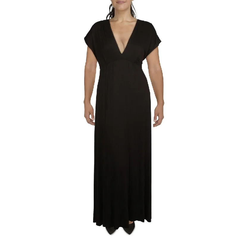 24seven Comfort Apparel Womens Plus Knit Long Maxi Dress