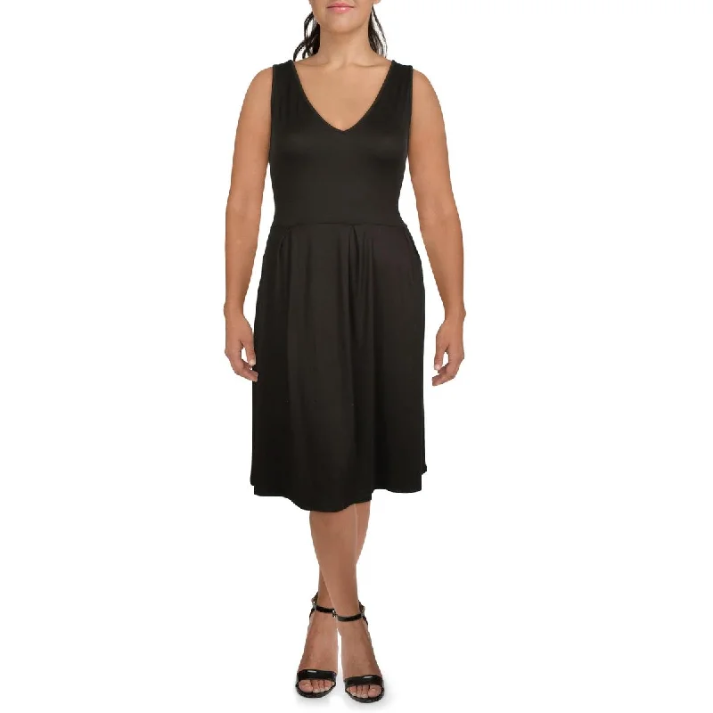 24seven Comfort Apparel Womens Plus Sleeveless Calf Midi Dress