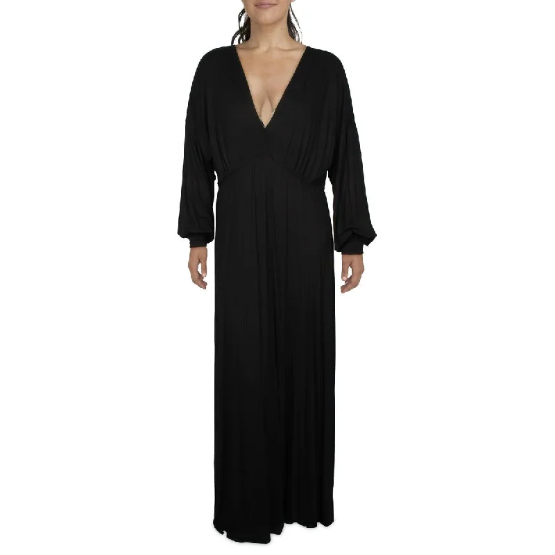 24seven Comfort Apparel Womens Plus Surplice Knit Maxi Dress