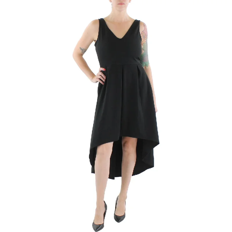 24seven Comfort Apparel Womens Plus V Neck Calf Midi Dress