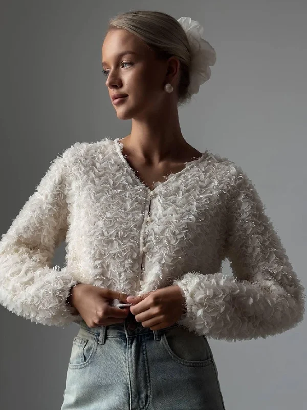 Elegant Fluffy Crop Jacket