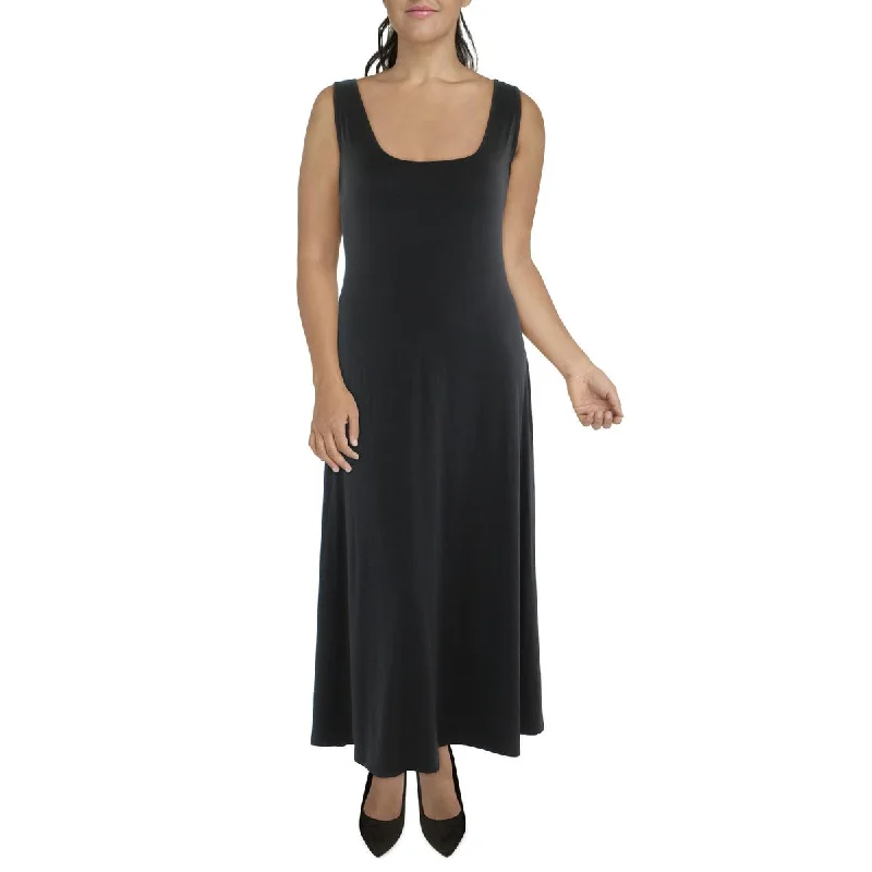 24seven Comfort Apparel Womens Plus Knit Sleeveless Maxi Dress