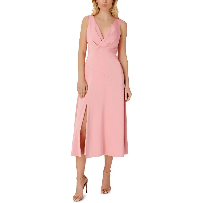 Aidan by Aidan Mattox Womens Satin Sleeveless Midi Dress