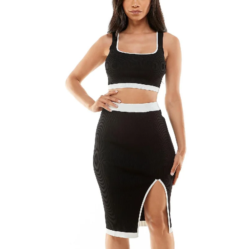 Bebe Womens   Crop Ribbed Two Piece Dress