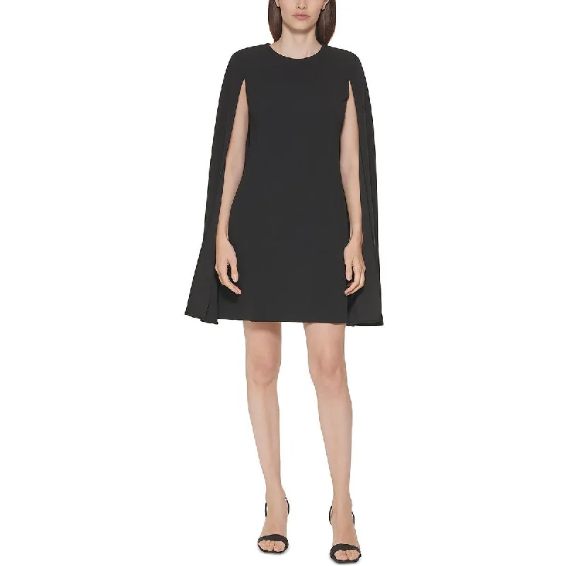 Calvin Klein Womens Cape Sleeve Mini Shift Dress