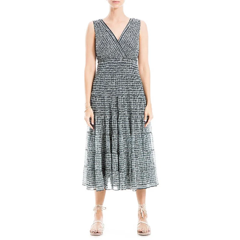 Max Studio Womens Printed Tiered Midi Dress