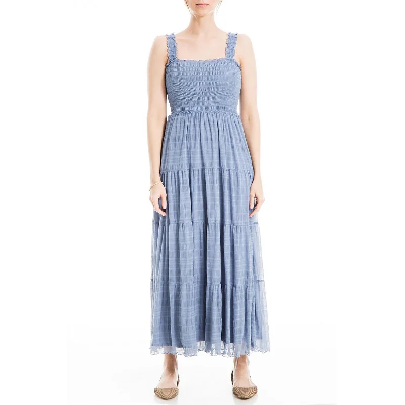 Max Studio Womens Tiered Smocked Midi Dress