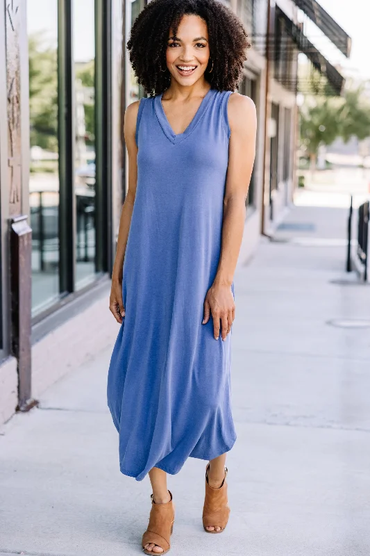 New Moves Denim Blue Midi Dress