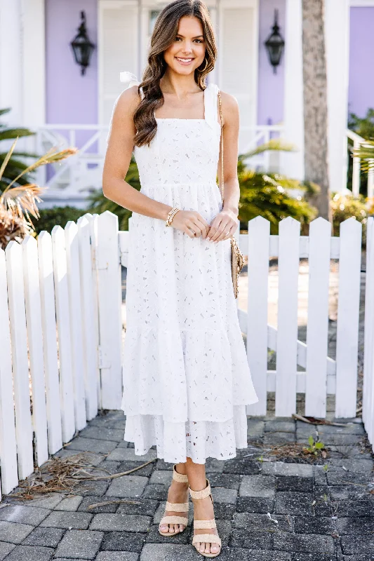 Put It All Together White Eyelet Midi Dress