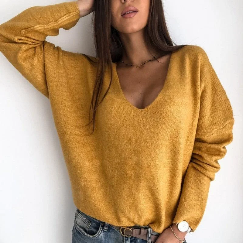 Women's V-neck Pullover Sweater